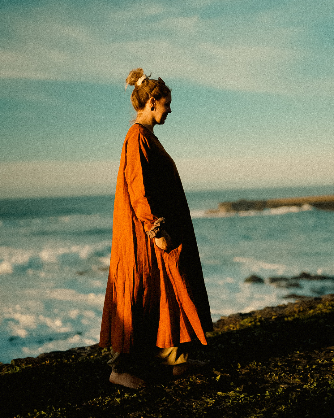 Linnen en katoenen tuniekjurk "Amba" (Sunset)