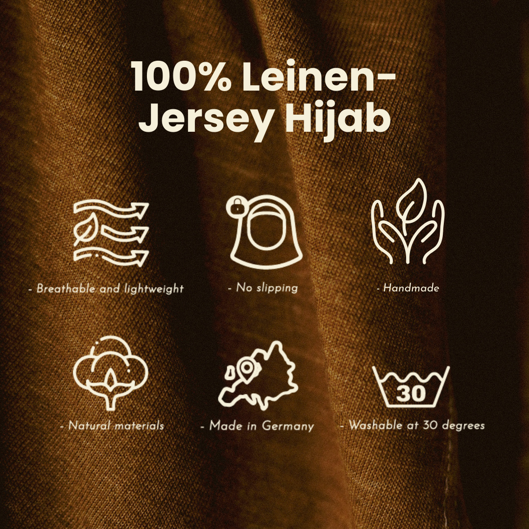 Jersey Hijab "Leena" - 100% linnen - Lava Mokka