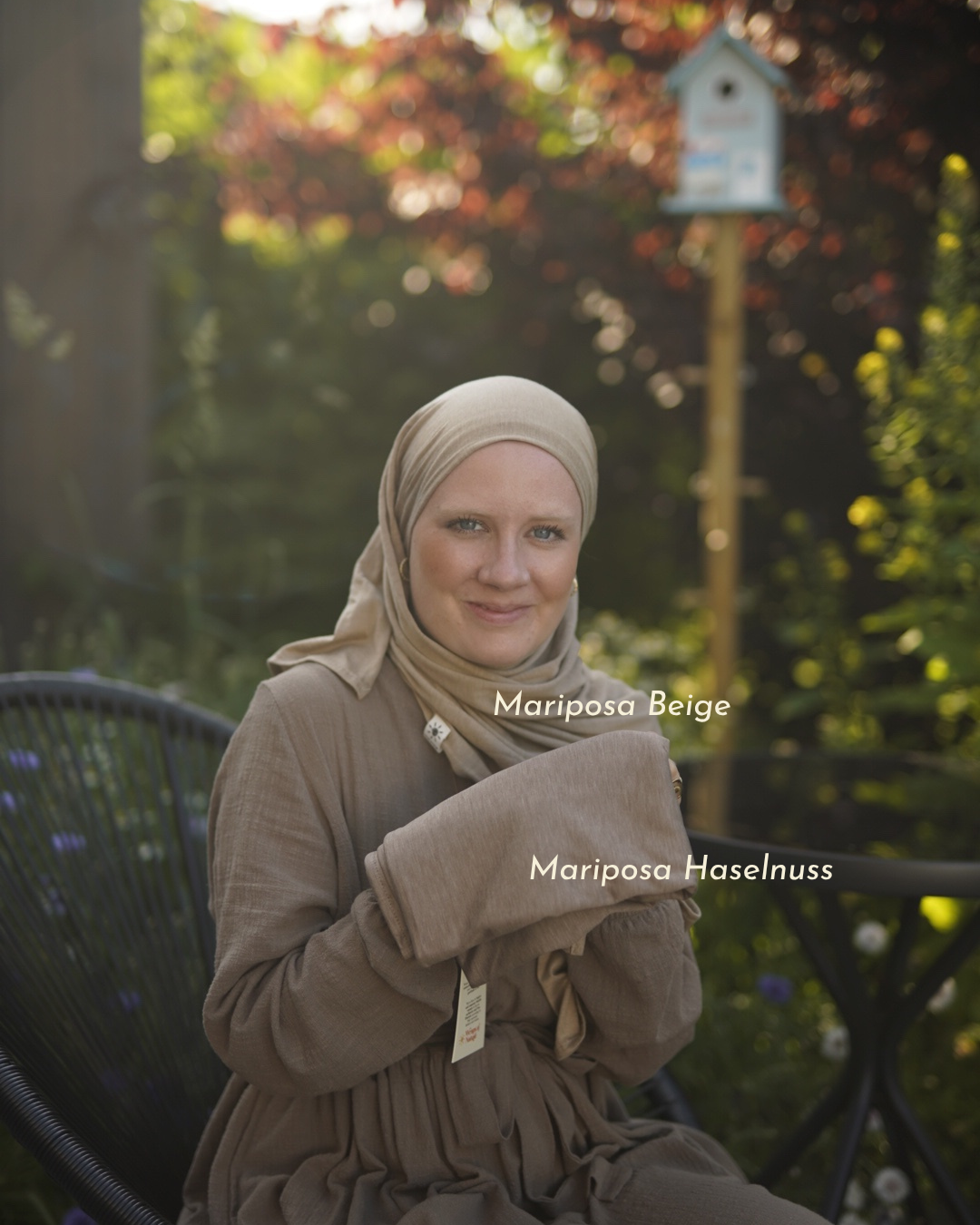 Premium Jersey Hijab "Mariposa" gemaakt van zijde en biologisch katoen (hazelnoot)