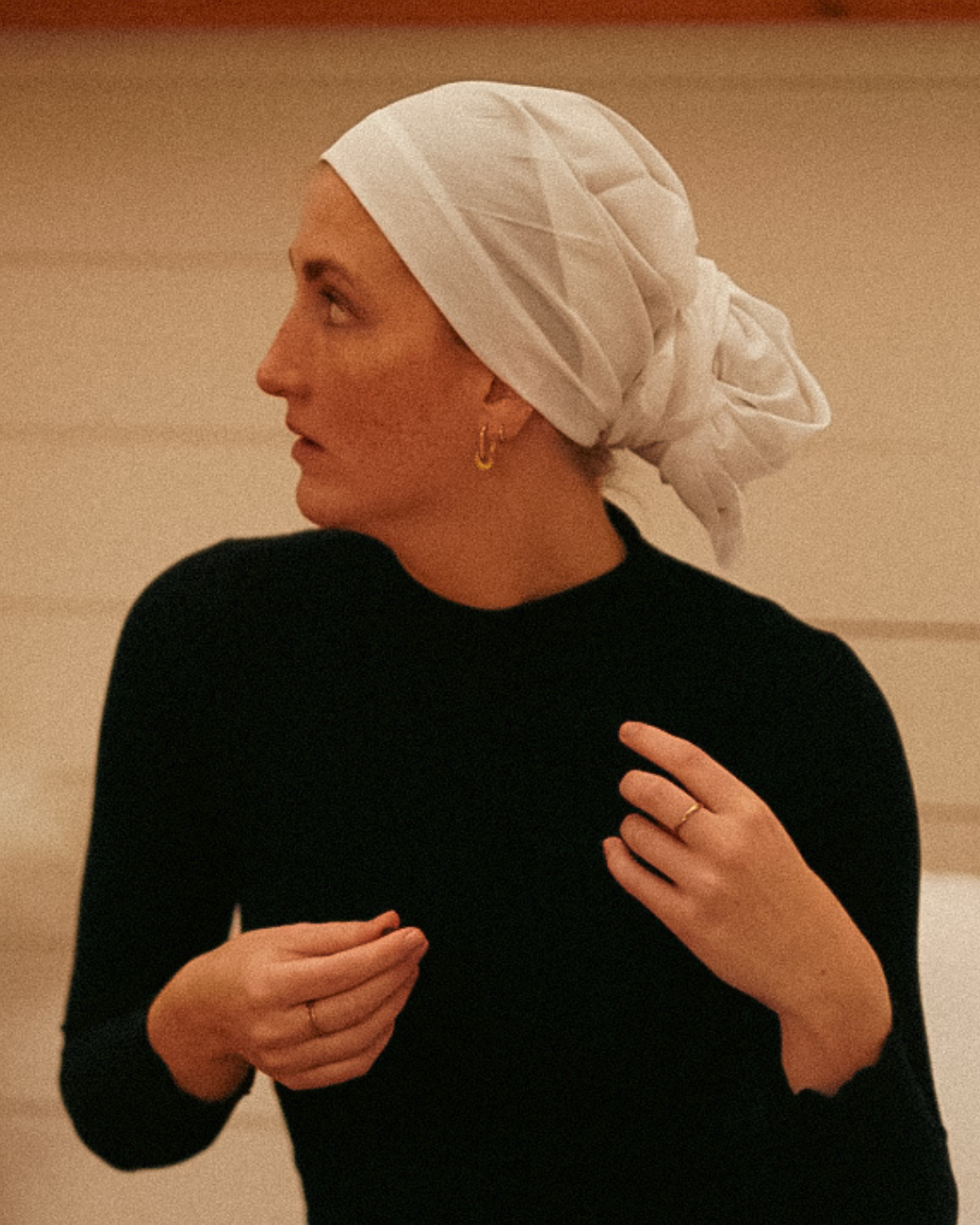 "Bonny" ondersjaal / muts - 100% biologisch katoen - beige