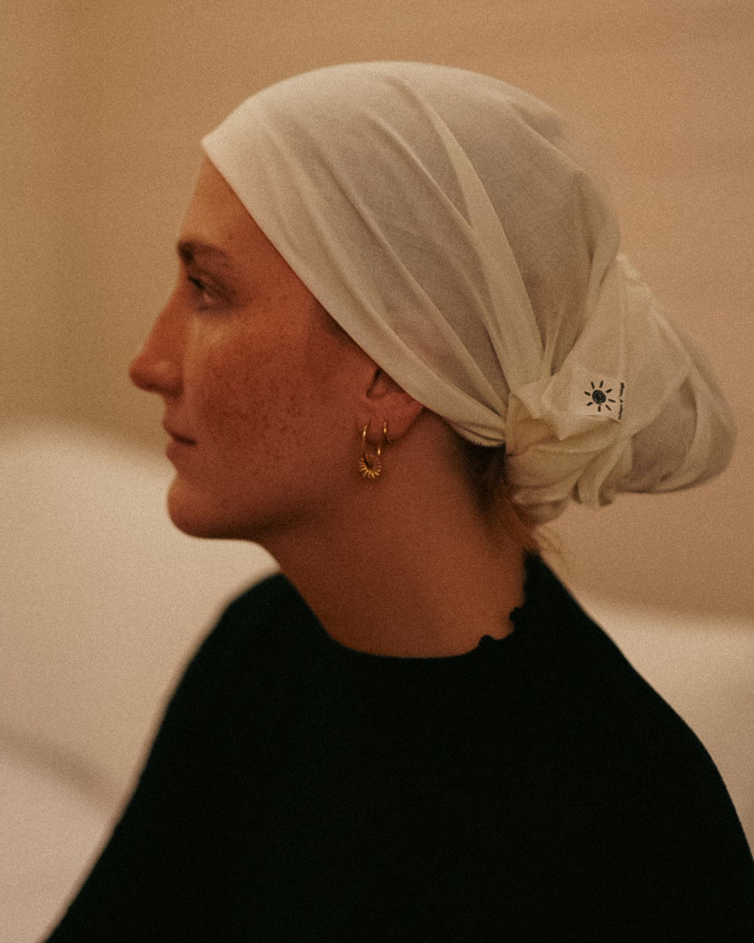 "Bonny" ondersjaal / muts - 100% biologisch katoen - beige