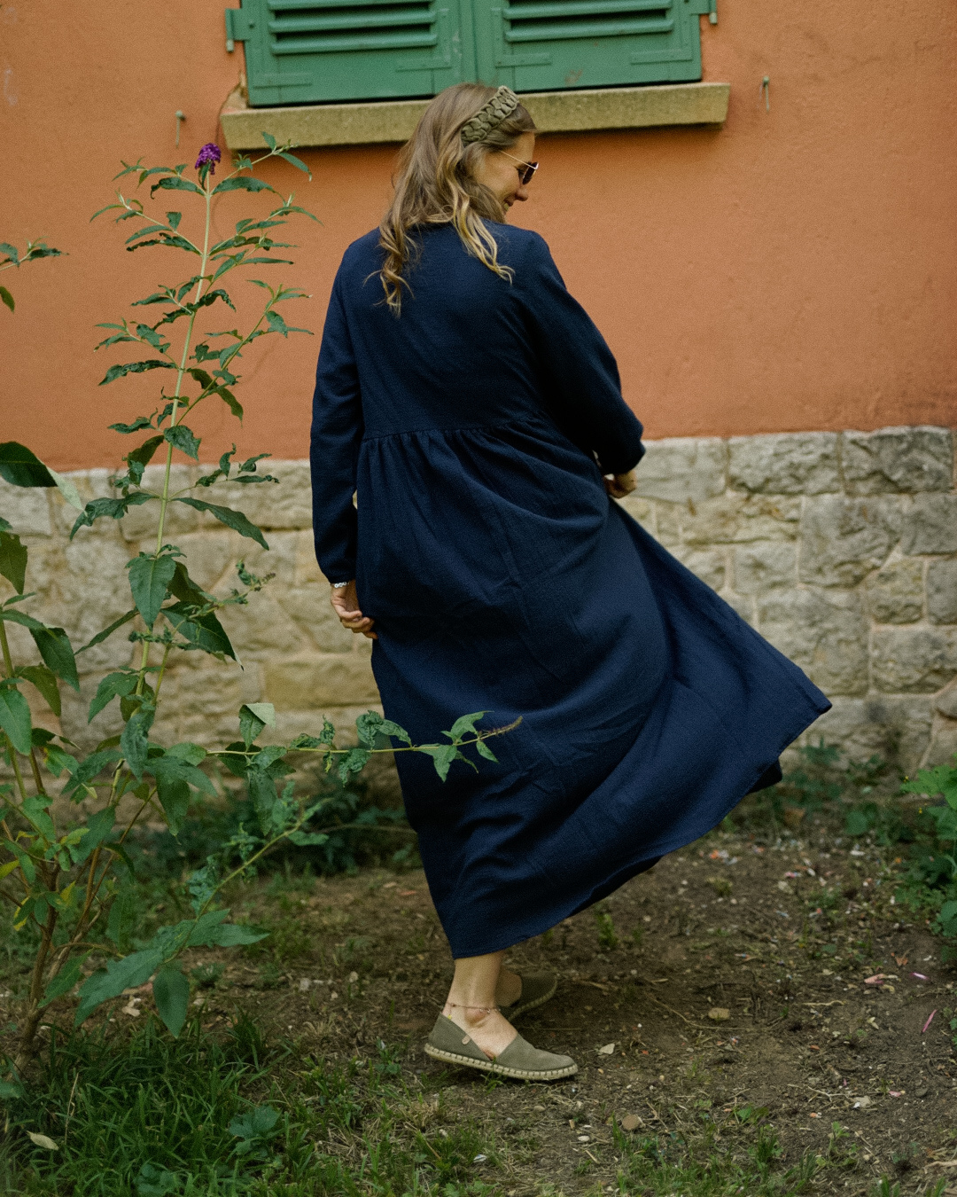 Katoenen Abaya "Maya" van katoen (Navy)