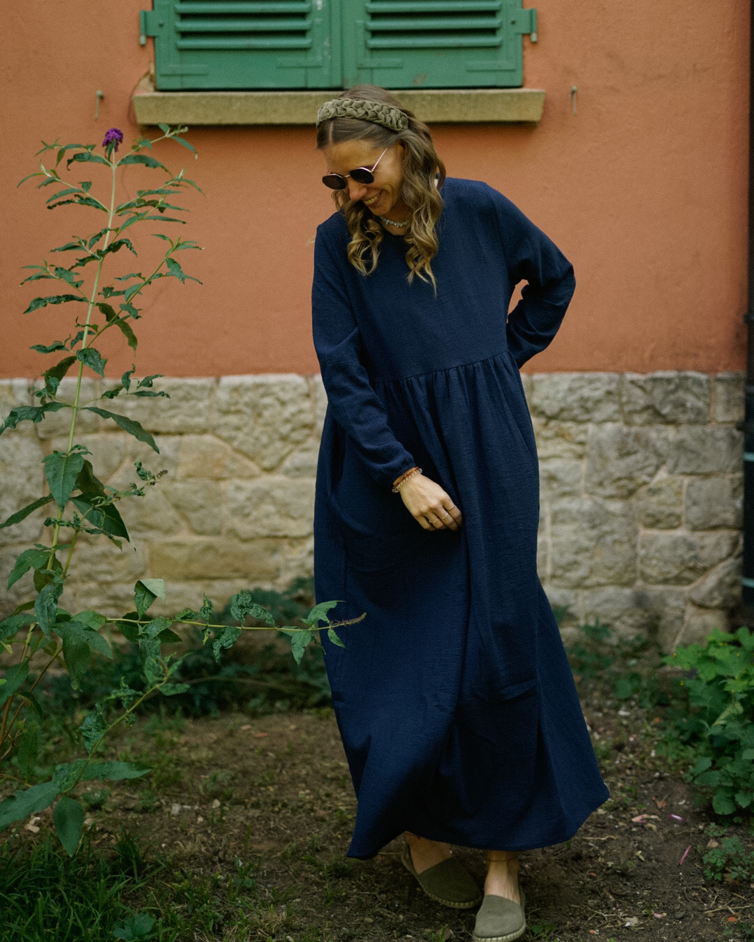 Katoenen Abaya "Maya" van katoen (Navy)