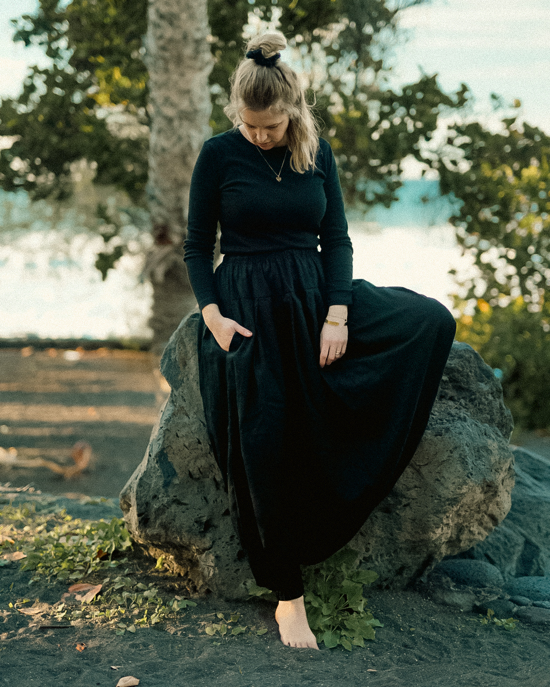 Linnen en katoenen harembroek "Tiri" (Volcanic Sand)