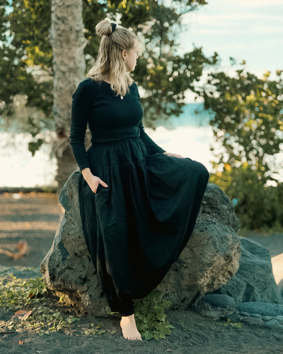 Linnen en katoenen harembroek "Tiri" (Volcanic Sand)