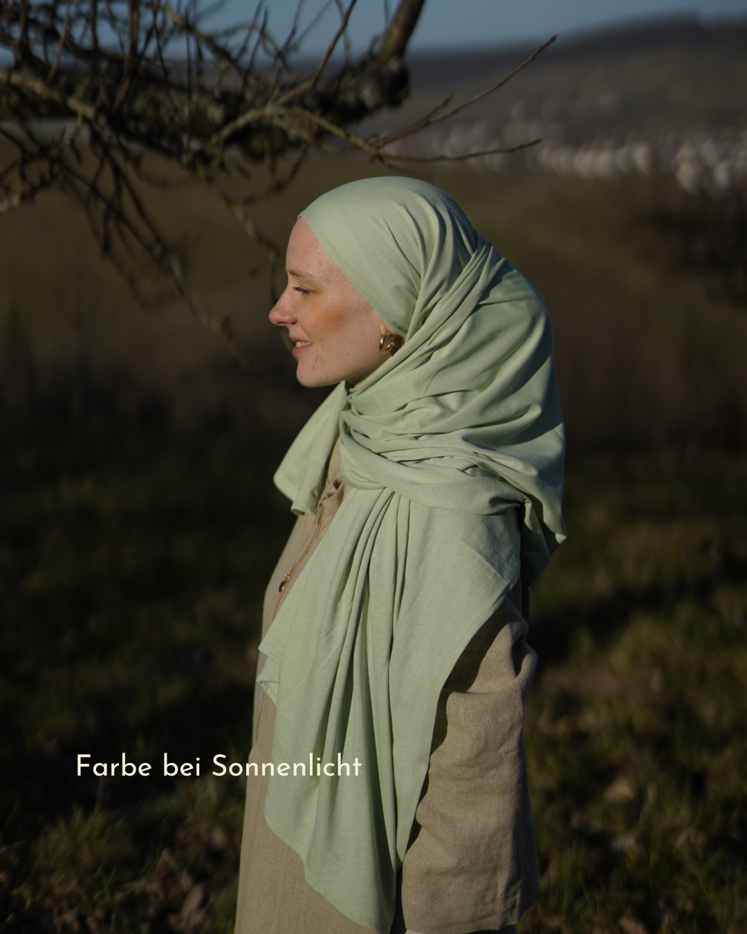 Lichtgewicht jersey hijab "Hava" gemaakt van 100% biologisch katoen - Iced Green
