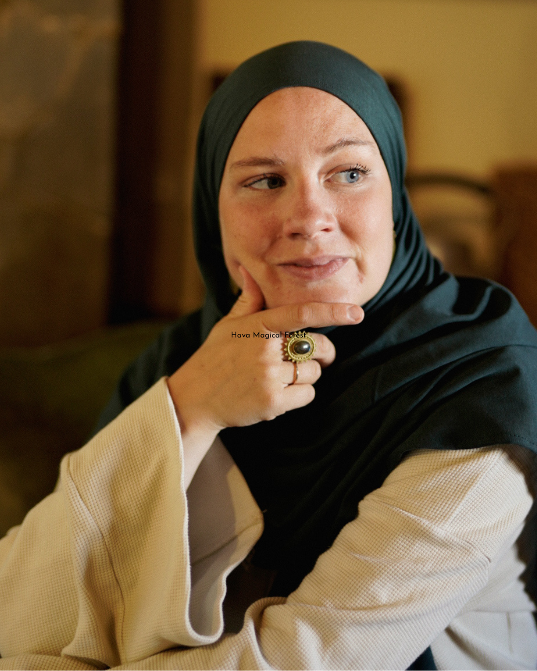 Lichte jersey hijab "Hava" van 100% biologisch katoen (Magical Forest)