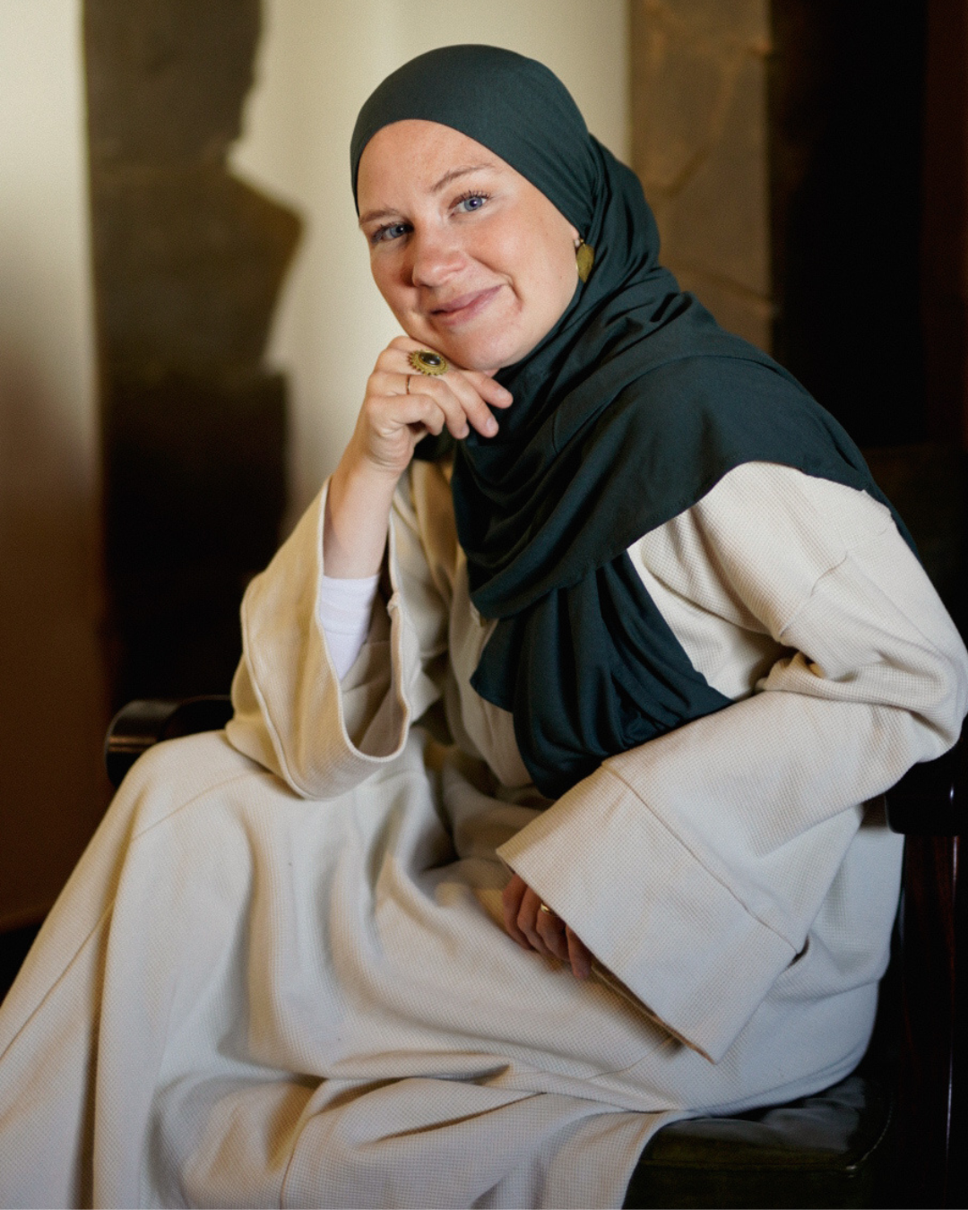 Lichte jersey hijab "Hava" van 100% biologisch katoen (Magical Forest)