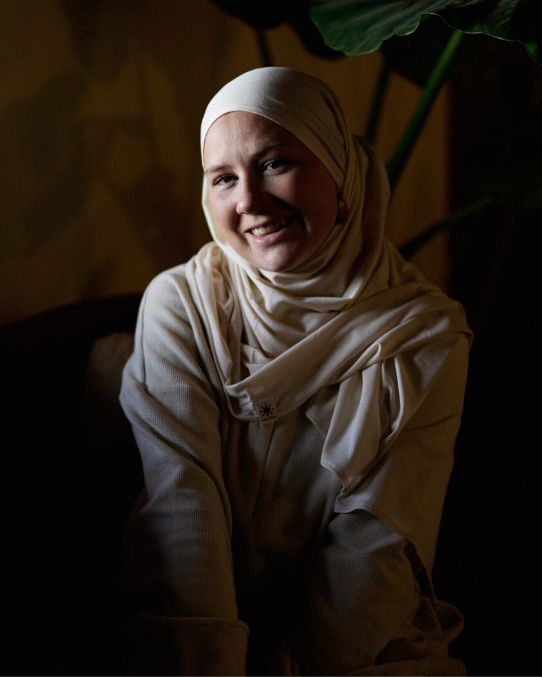 Lichte jersey hijab "Hava" van 100% biologisch katoen (marsepein)