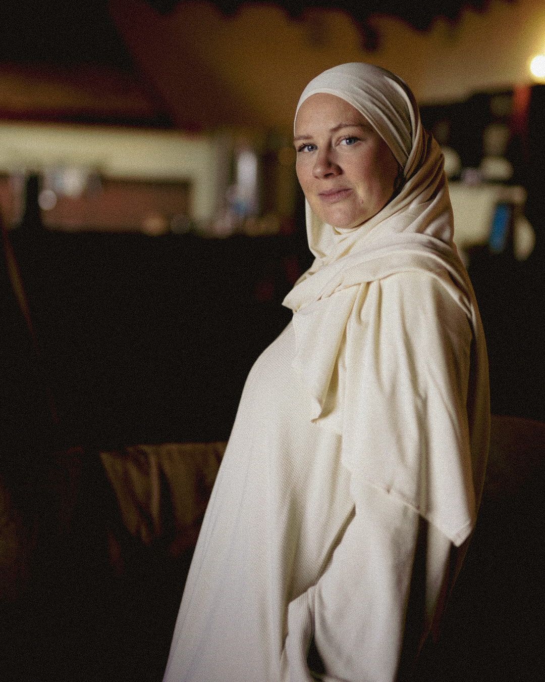 Lichte jersey hijab "Hava" van 100% biologisch katoen (marsepein)