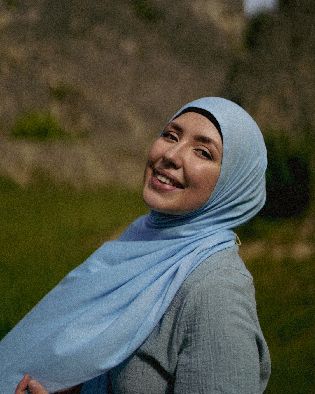 Lichtgewicht jersey hijab "Hava" van 100% biologisch katoen (Morning Sky)