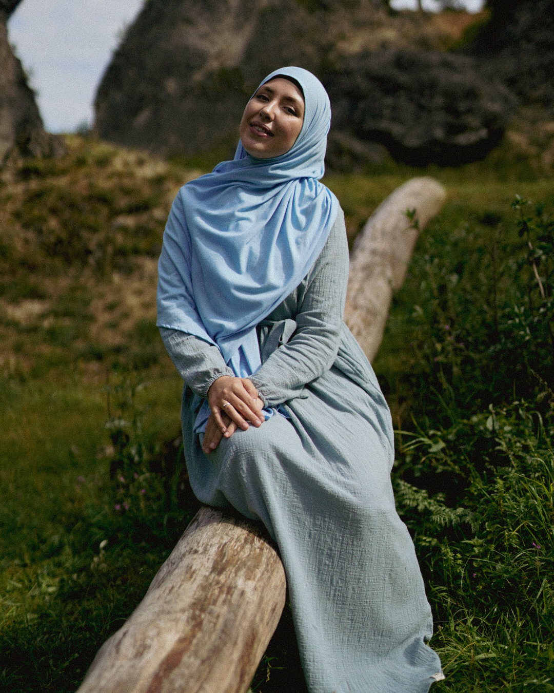 Lichtgewicht jersey hijab "Hava" van 100% biologisch katoen (Morning Sky)