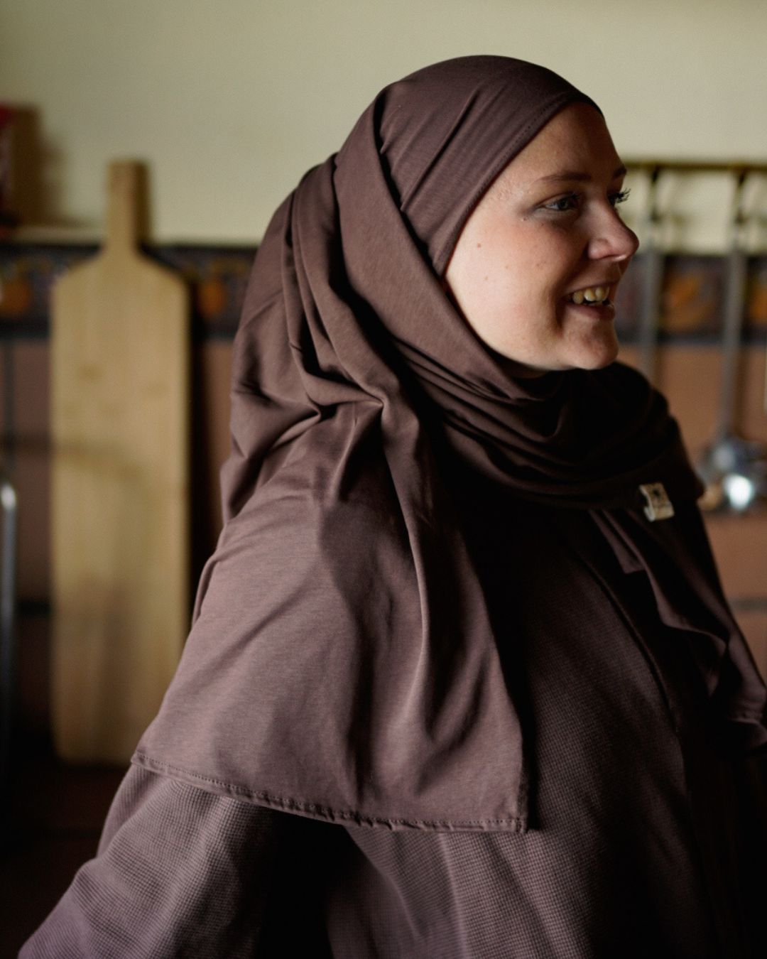 Lichte jersey hijab "Hava" van 100% biologisch katoen (Mousse au Chocolat)