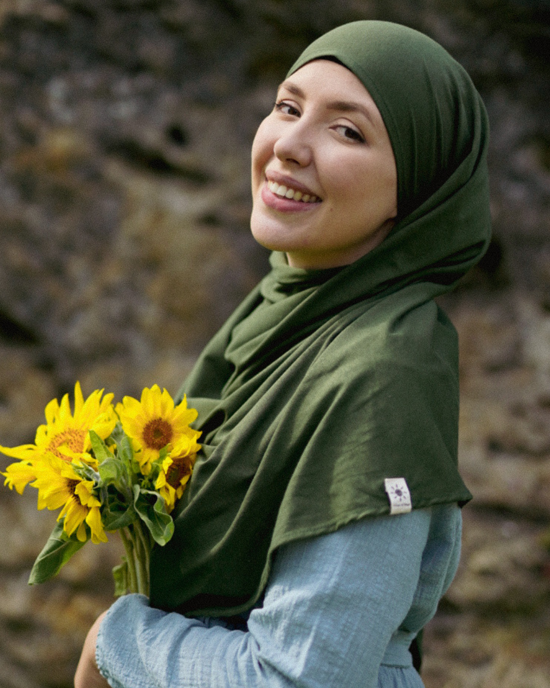 Lichtgewicht jersey hijab "Hava" van 100% biologisch katoen (Twilight Green)