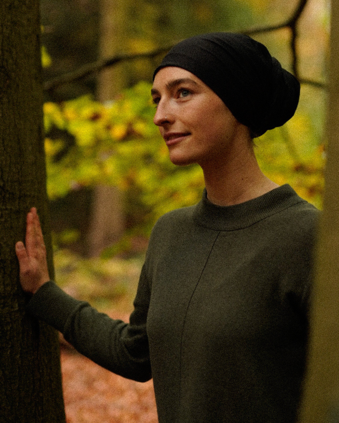 "Bonny" ondersjaal / muts - 100% biologisch katoen - zwart