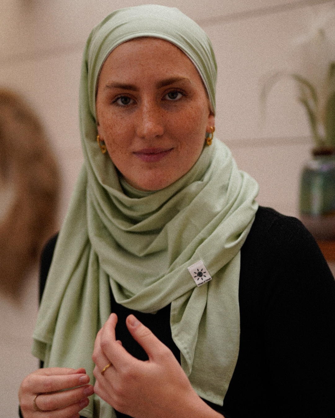Lichtgewicht jersey hijab "Hava" gemaakt van 100% biologisch katoen - Iced Green