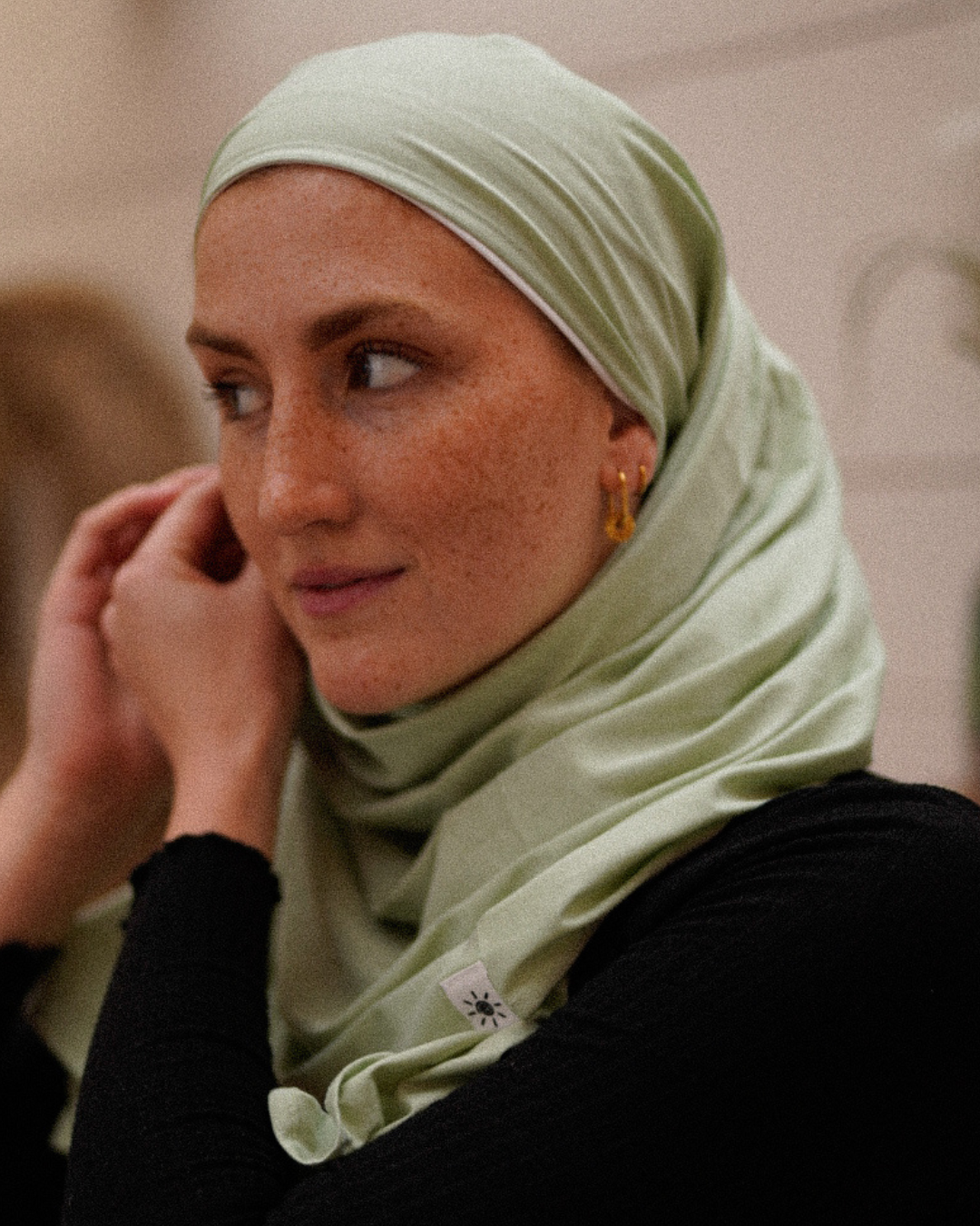 Lichtgewicht jersey hijab "Hava" gemaakt van 100% biologisch katoen - Iced Green
