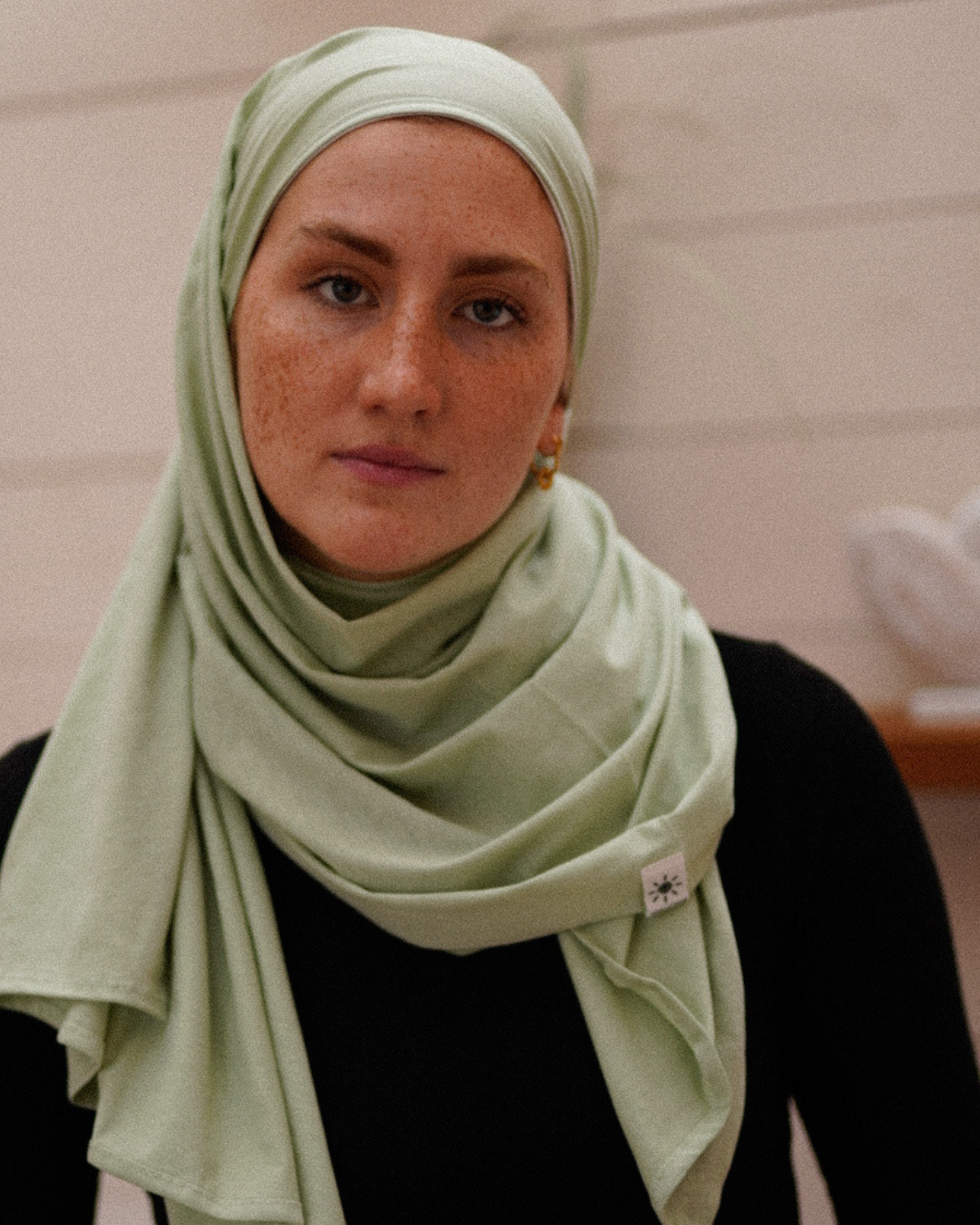 Lichtgewicht jersey hijab "Hava" gemaakt van 100% biologisch katoen - Iced Green