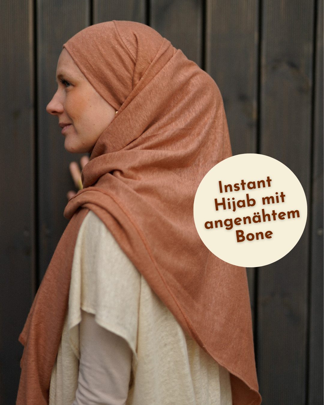 Instant Hijab "Leena" - 100% linnen - Lava mokka