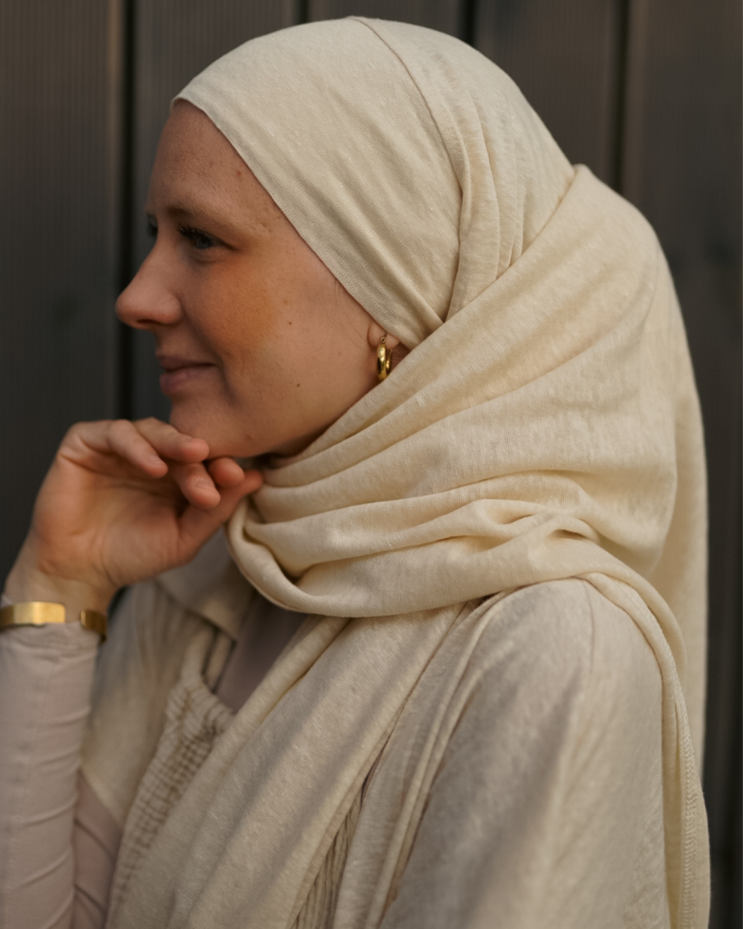 Instant Hijab "Leena" - 100% linnen - zomerzand