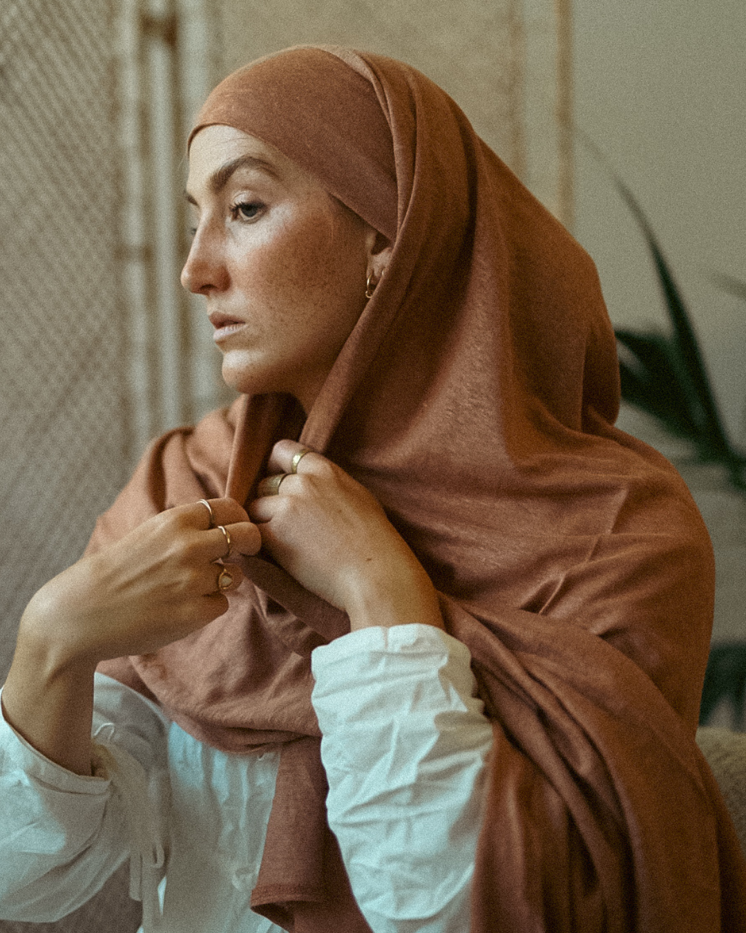 Instant Hijab "Leena" - 100% linnen - Lava mokka