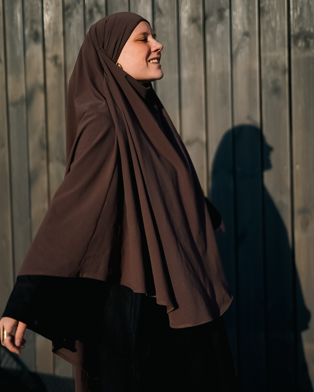 Jersey Khimar van biologisch katoen Chocolade