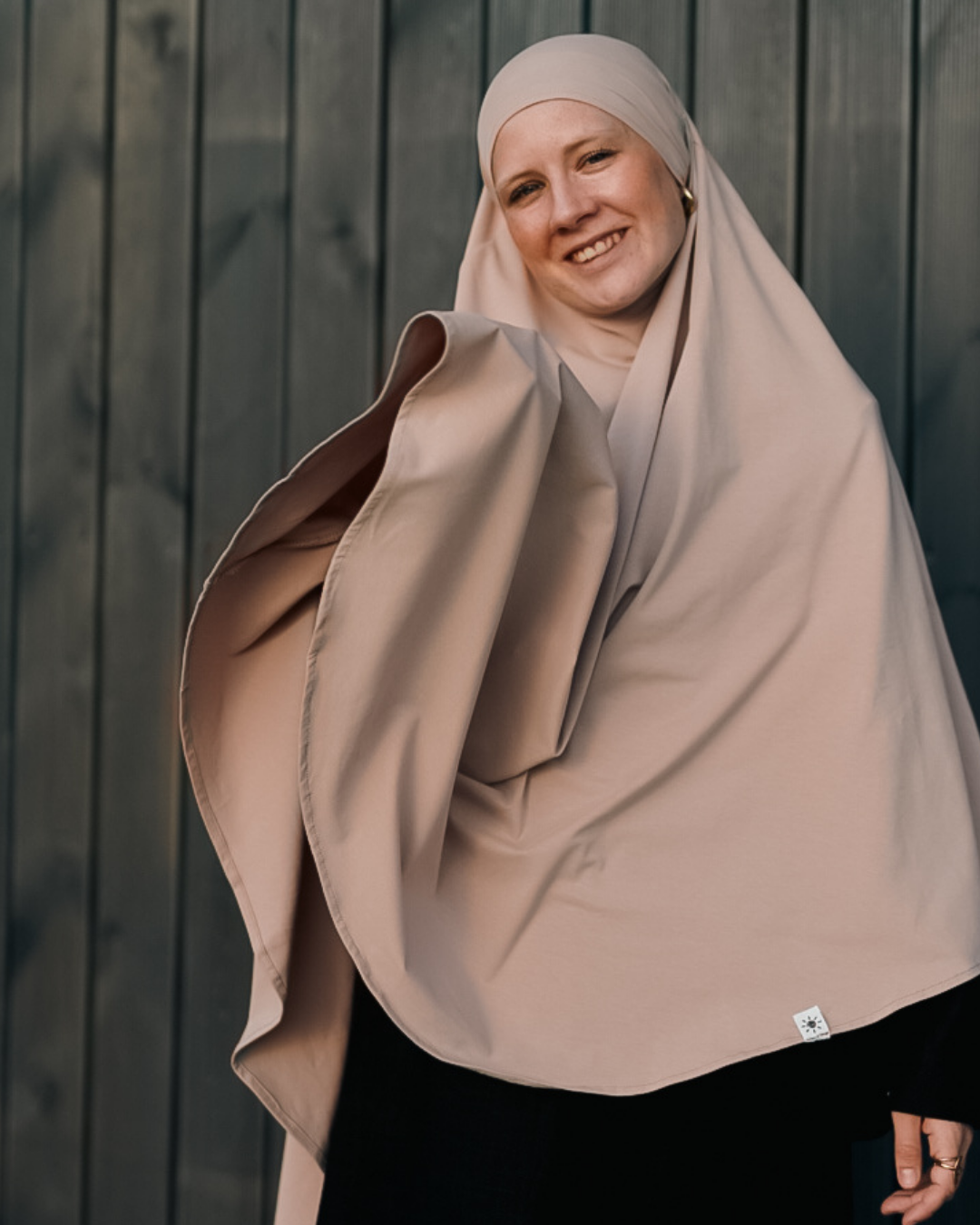 Jersey Khimar van biologisch katoen in licht taupe
