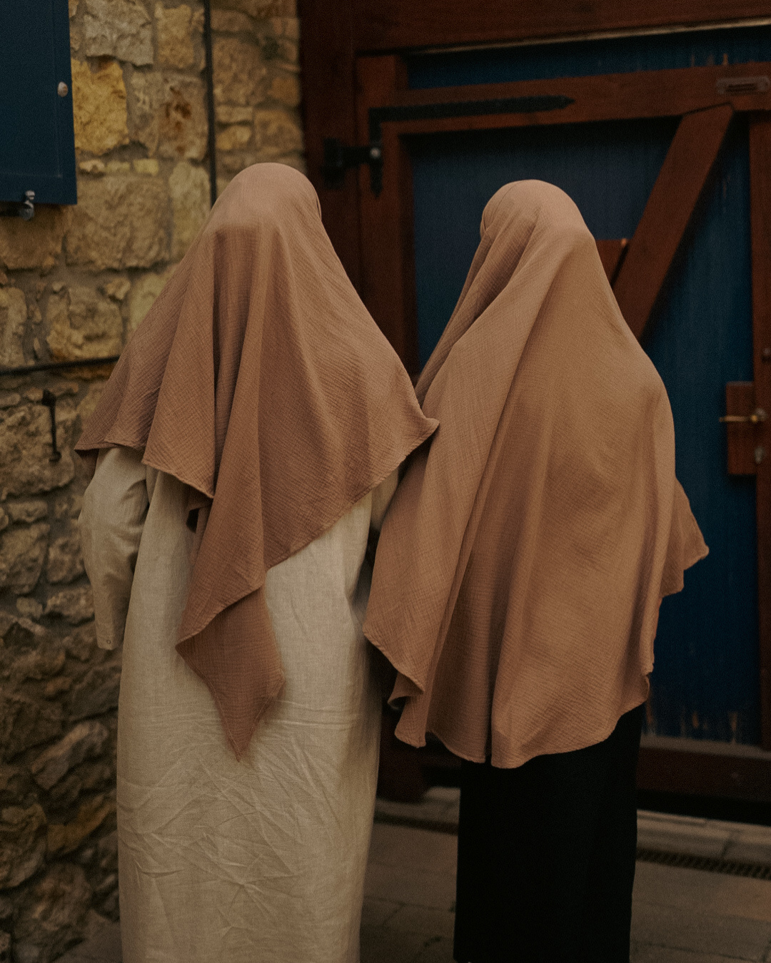 Muslin Khimar van biologisch katoen taupe