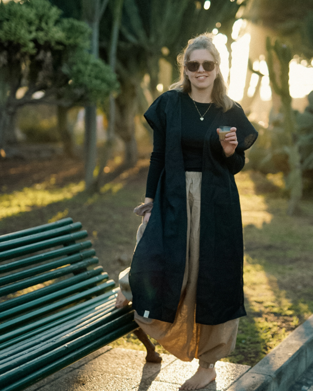 Overgooiervest van linnen en katoen "Numa" (Volcanic Sand)