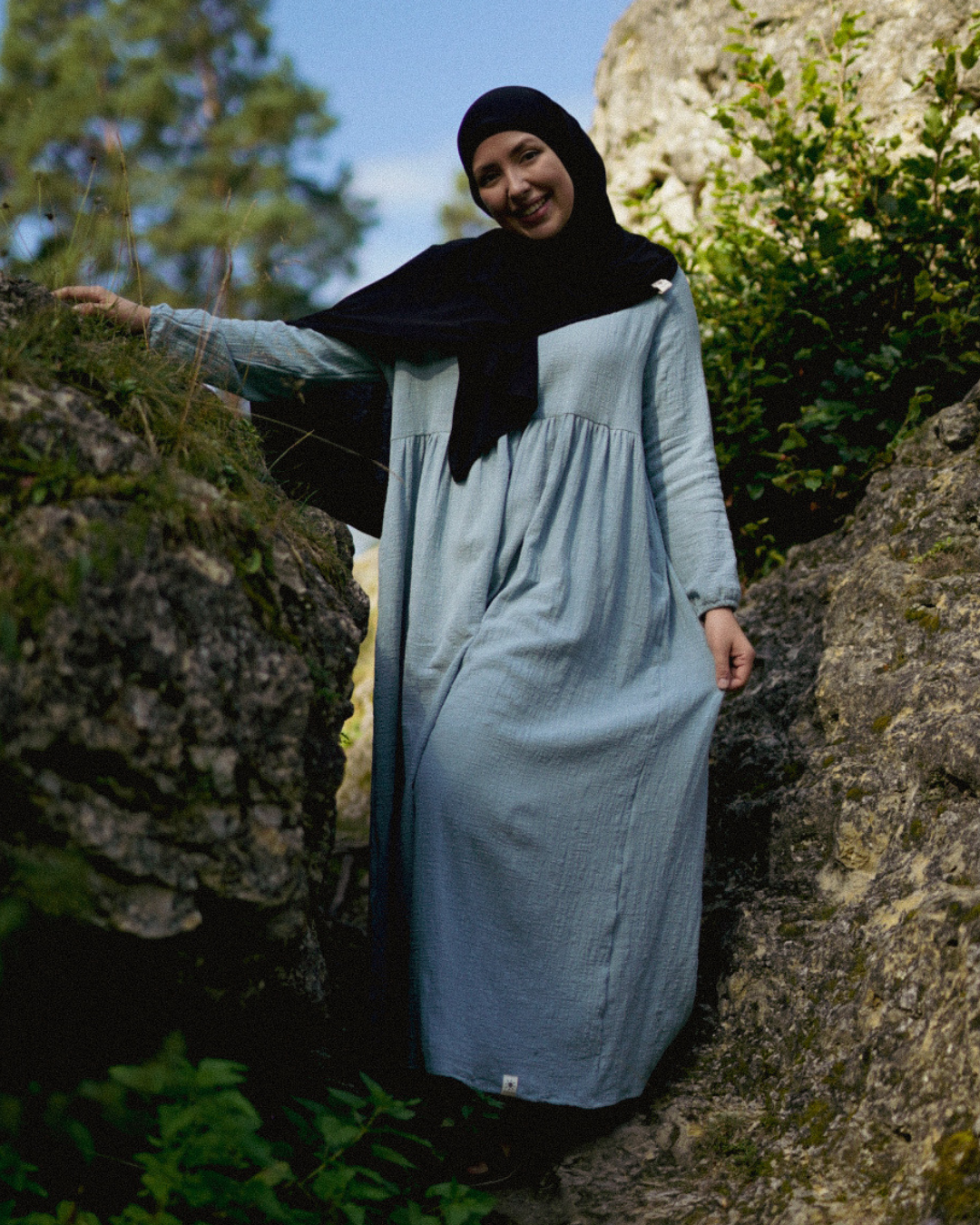 Katoenen Abaya "Maya" van katoen (Elsa Blue)