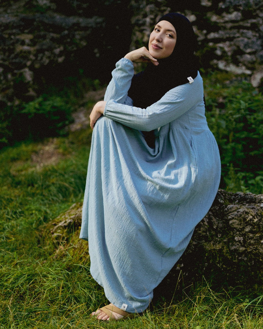 Katoenen Abaya "Maya" van katoen (Elsa Blue)