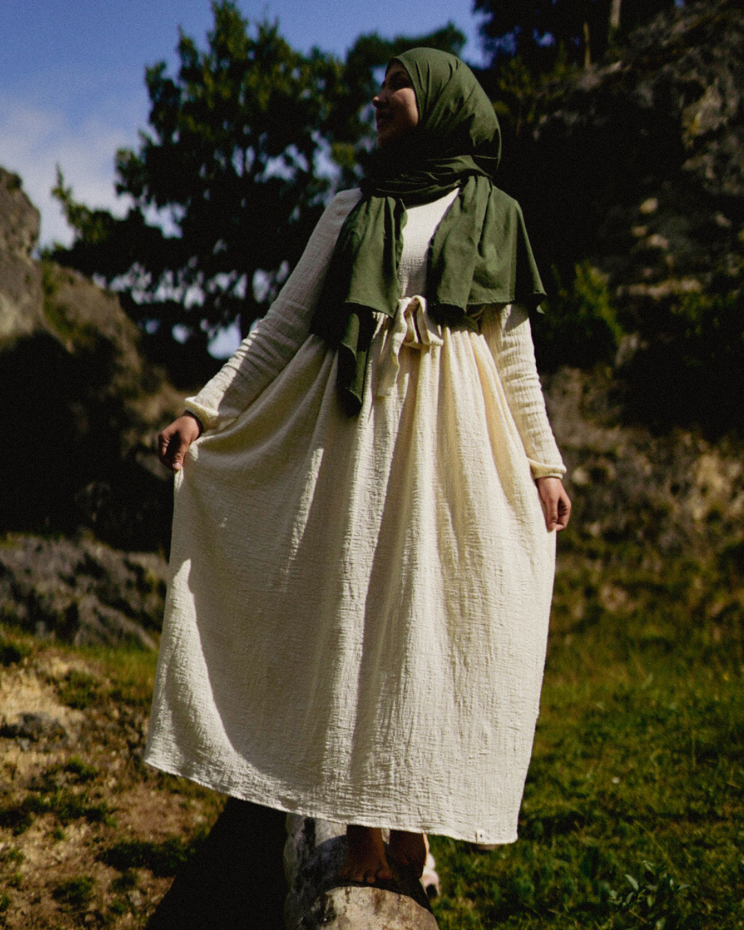 Katoenen Abaya "Maya" van katoen (Raw Cotton)