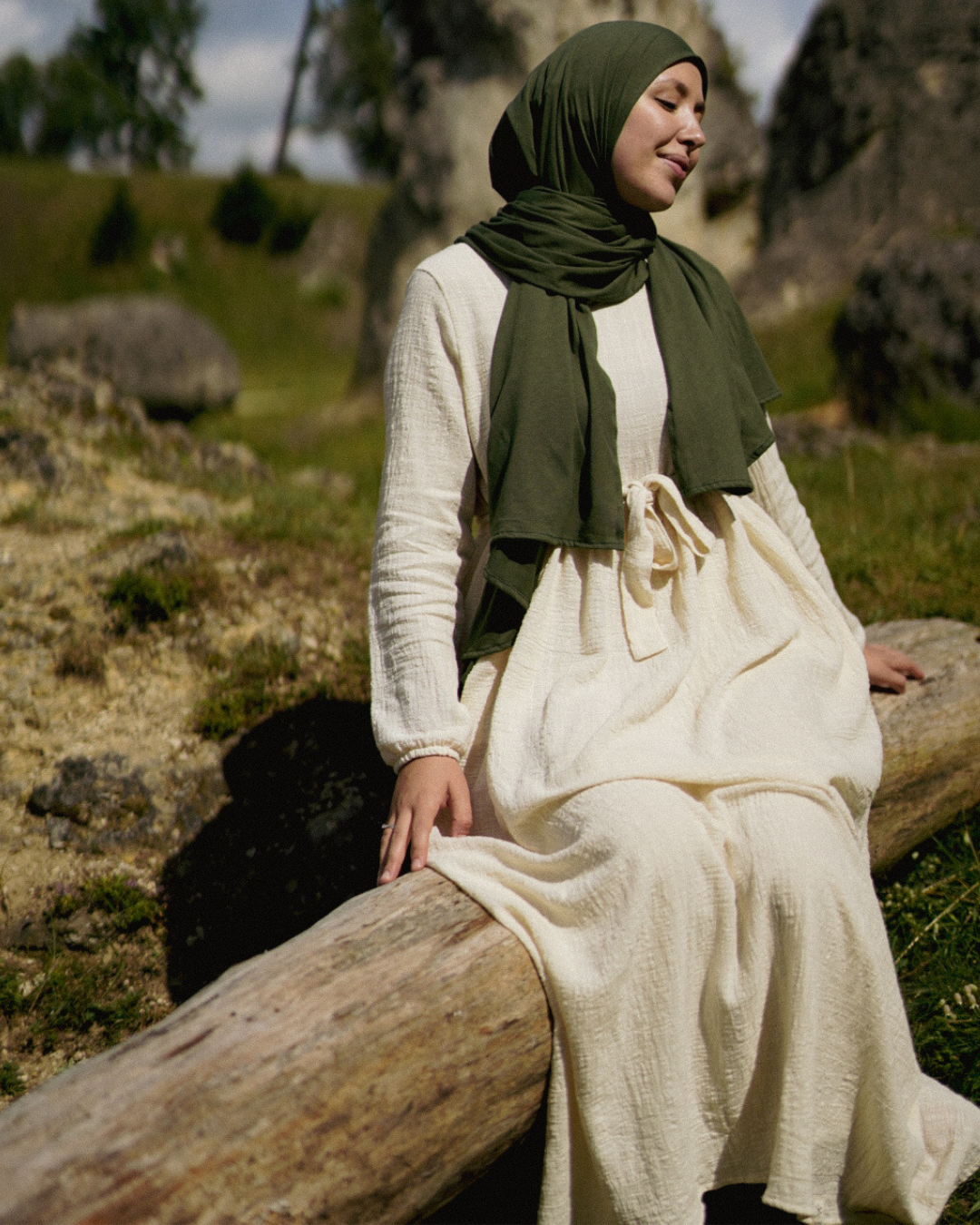 Katoenen Abaya "Maya" van katoen (Raw Cotton)