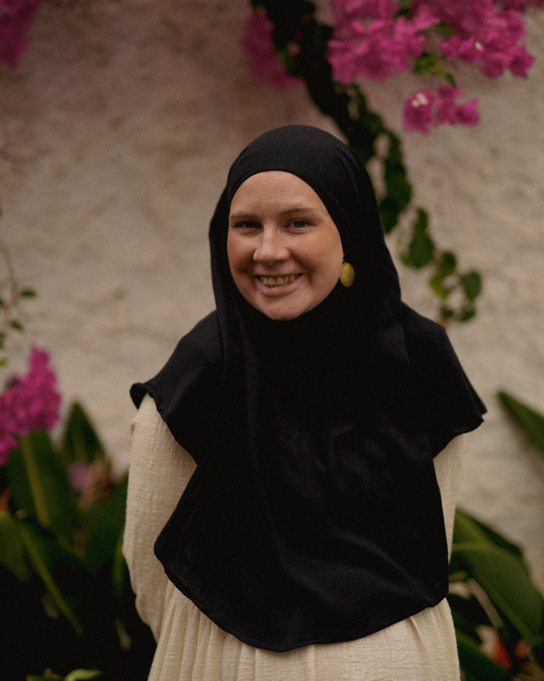 Mini Khimar Sandy van viscose en linnen (Zwart)