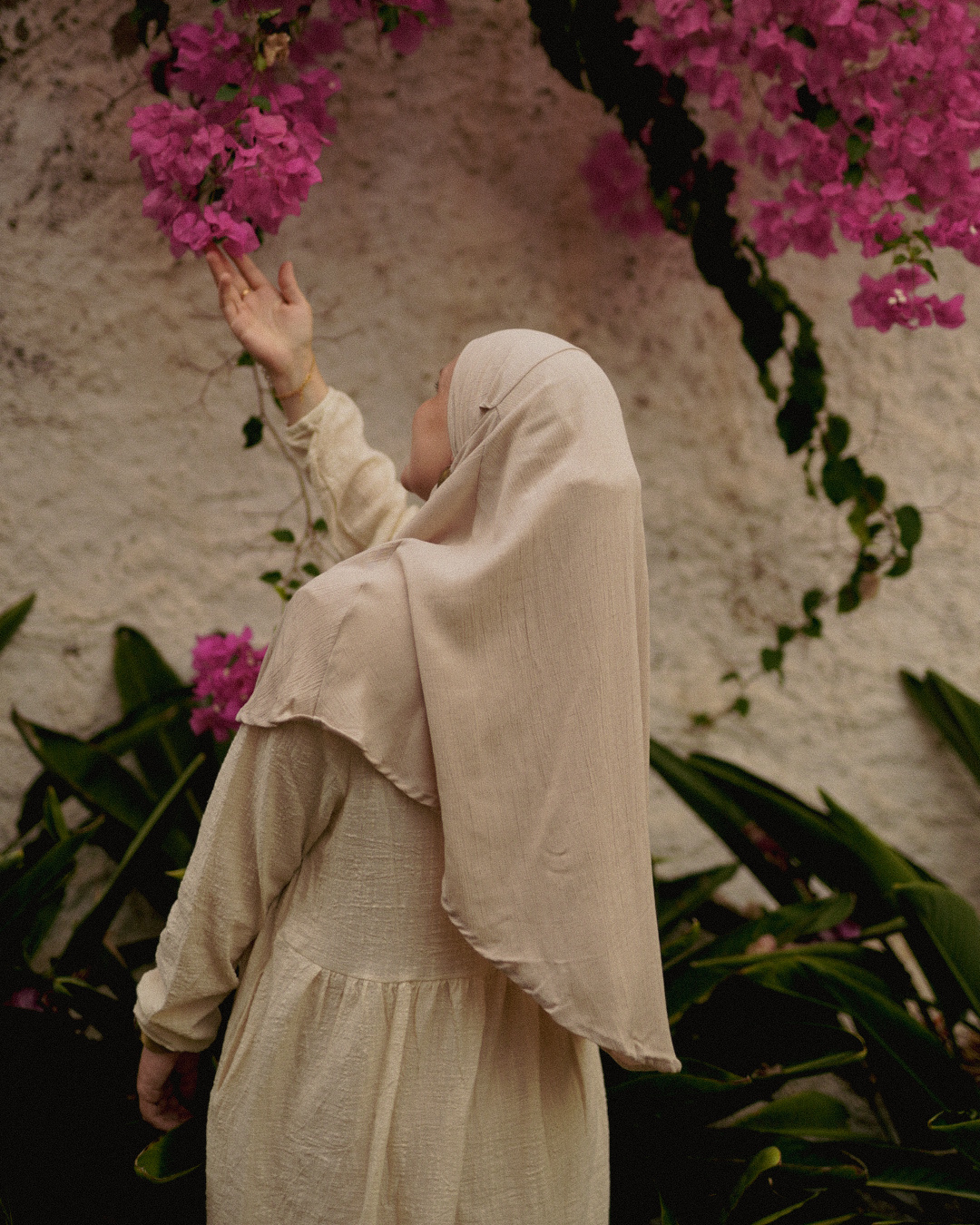 Mini Khimar Sandy van viscose en linnen (Linnen Beige)