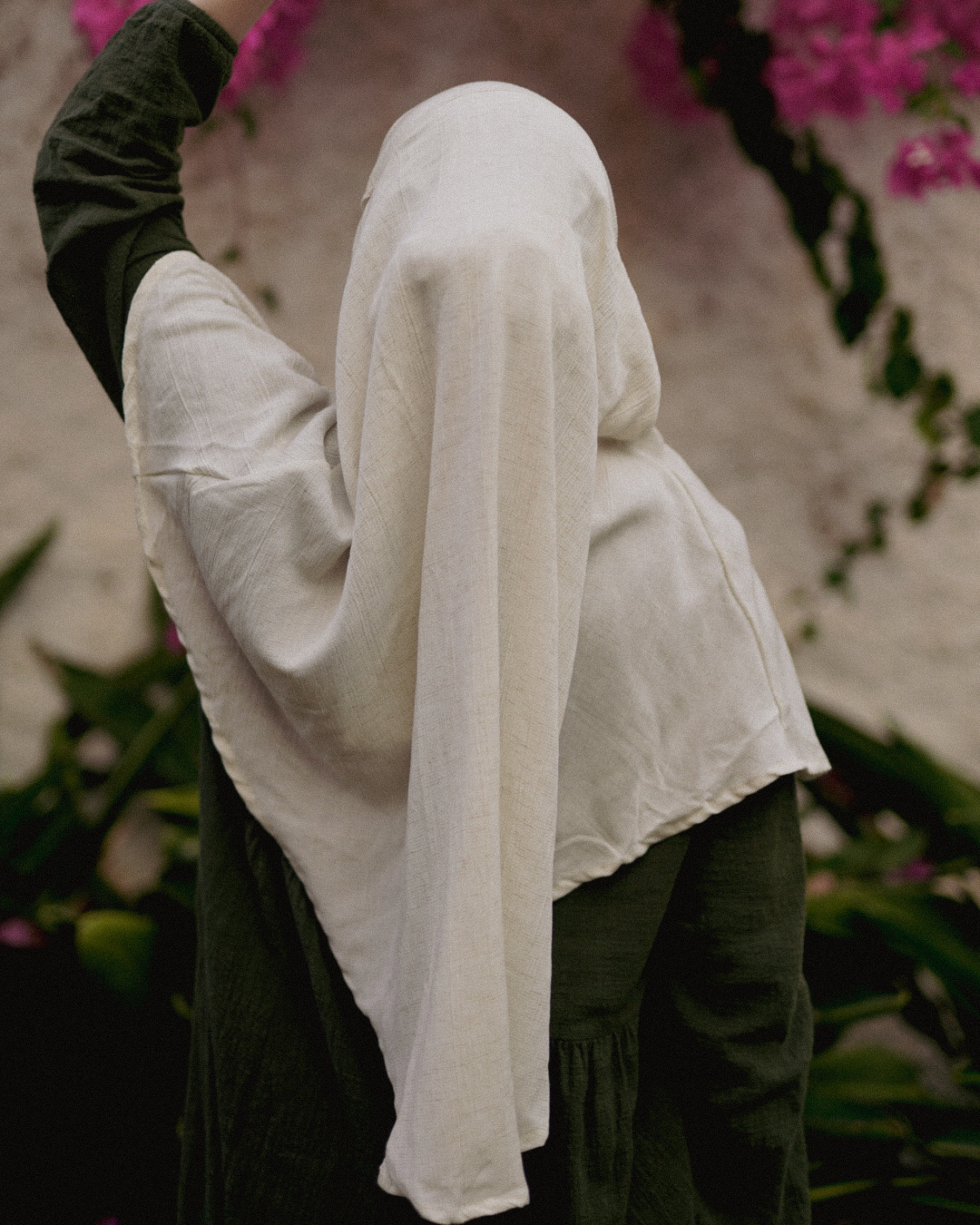 Mini Khimar Sandy van viscose en linnen (Off White)