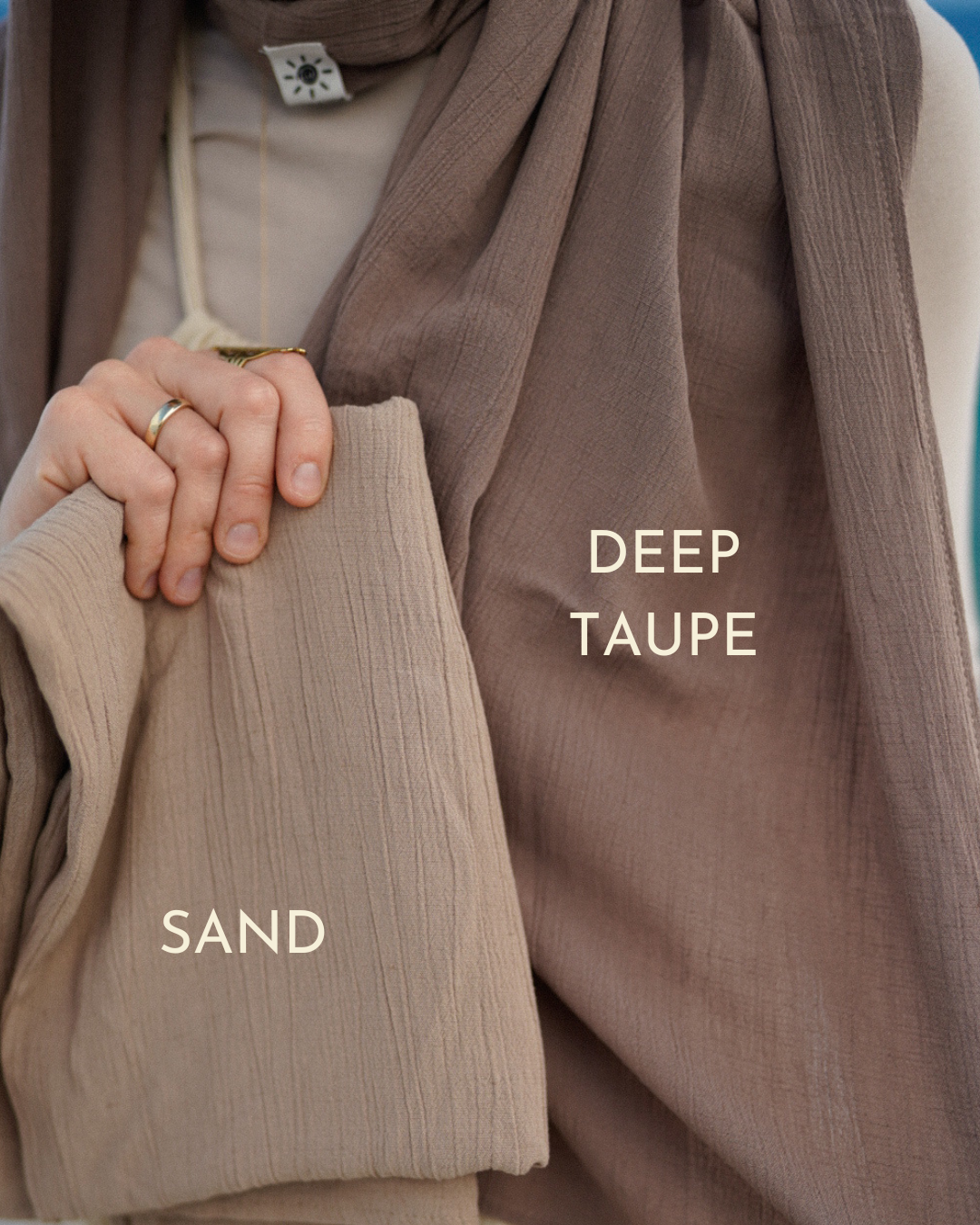 Crinkle Chiffon Hijab "Sandy" gemaakt van viscose en linnen (Deep Taupe)