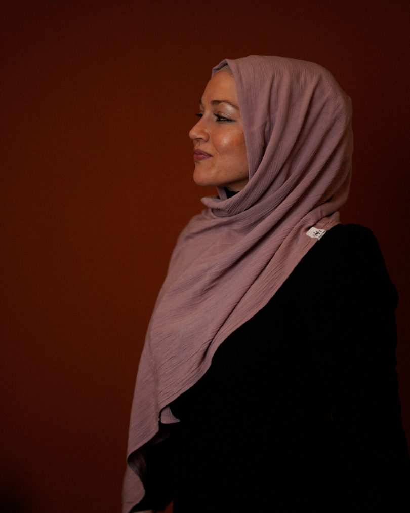 Crinkle Chiffon Hijab "Sandy" gemaakt van viscose en linnen (Lila)