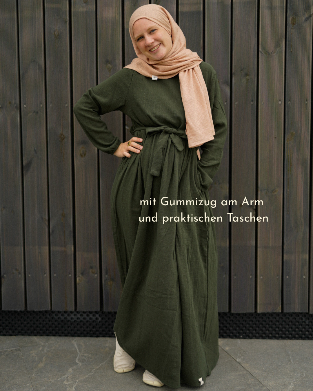 Katoenen Abaya "Maya" van katoen (Donkergroen)