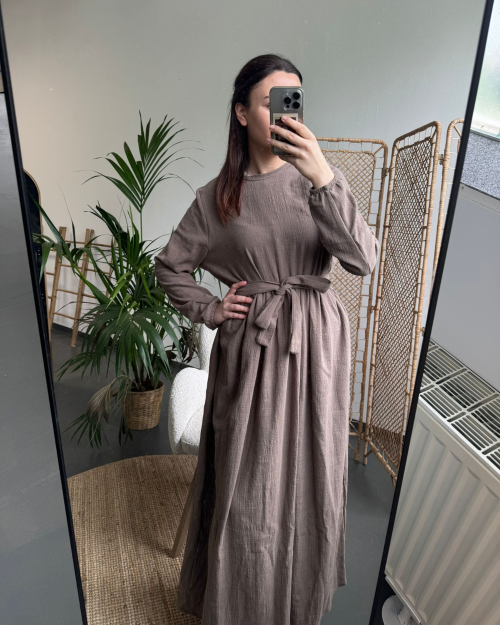 Katoenen Abaya "Maya" van katoen (Bruin)