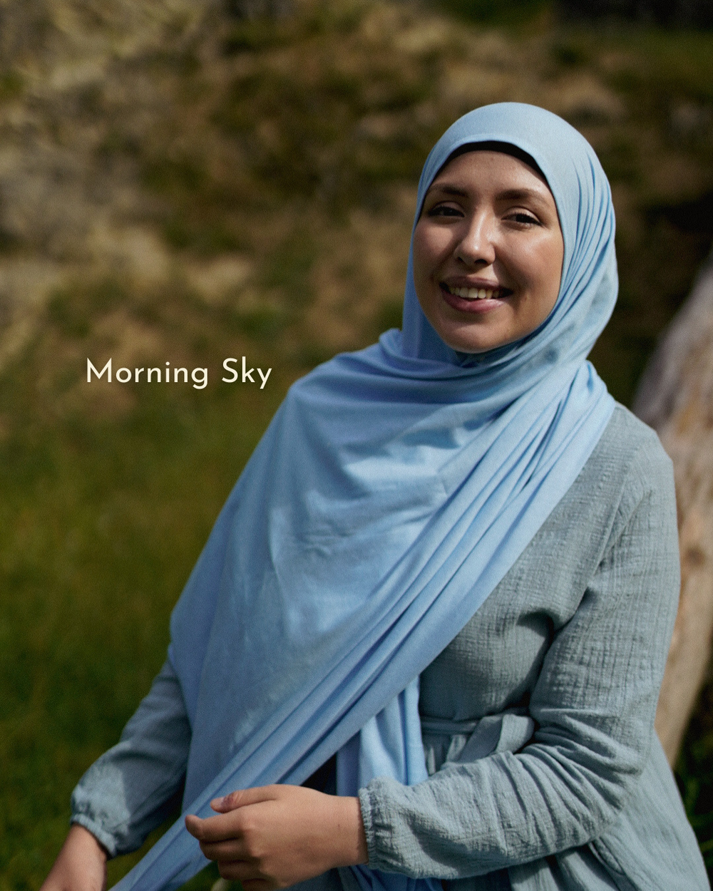 Set van 3 lichtgewicht hijabs "Hava" van biologisch katoen (Morning Sky, Twilight Green, Black Night)