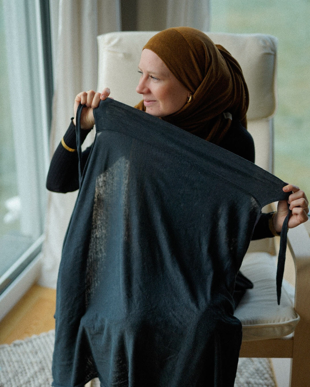 Instant Hijab "Leena" - 100% linnen - teakhout