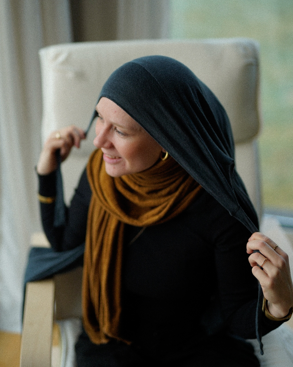 Instant Hijab "Leena" - 100% linnen - Steen