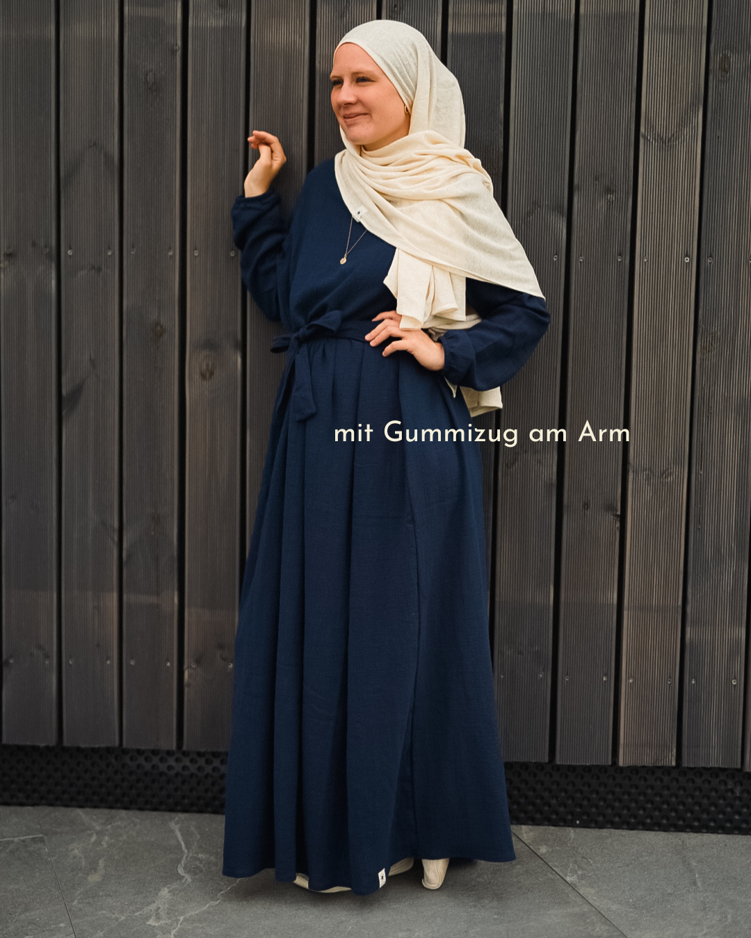 Katoenen Abaya "Maya" van katoen (Navy)
