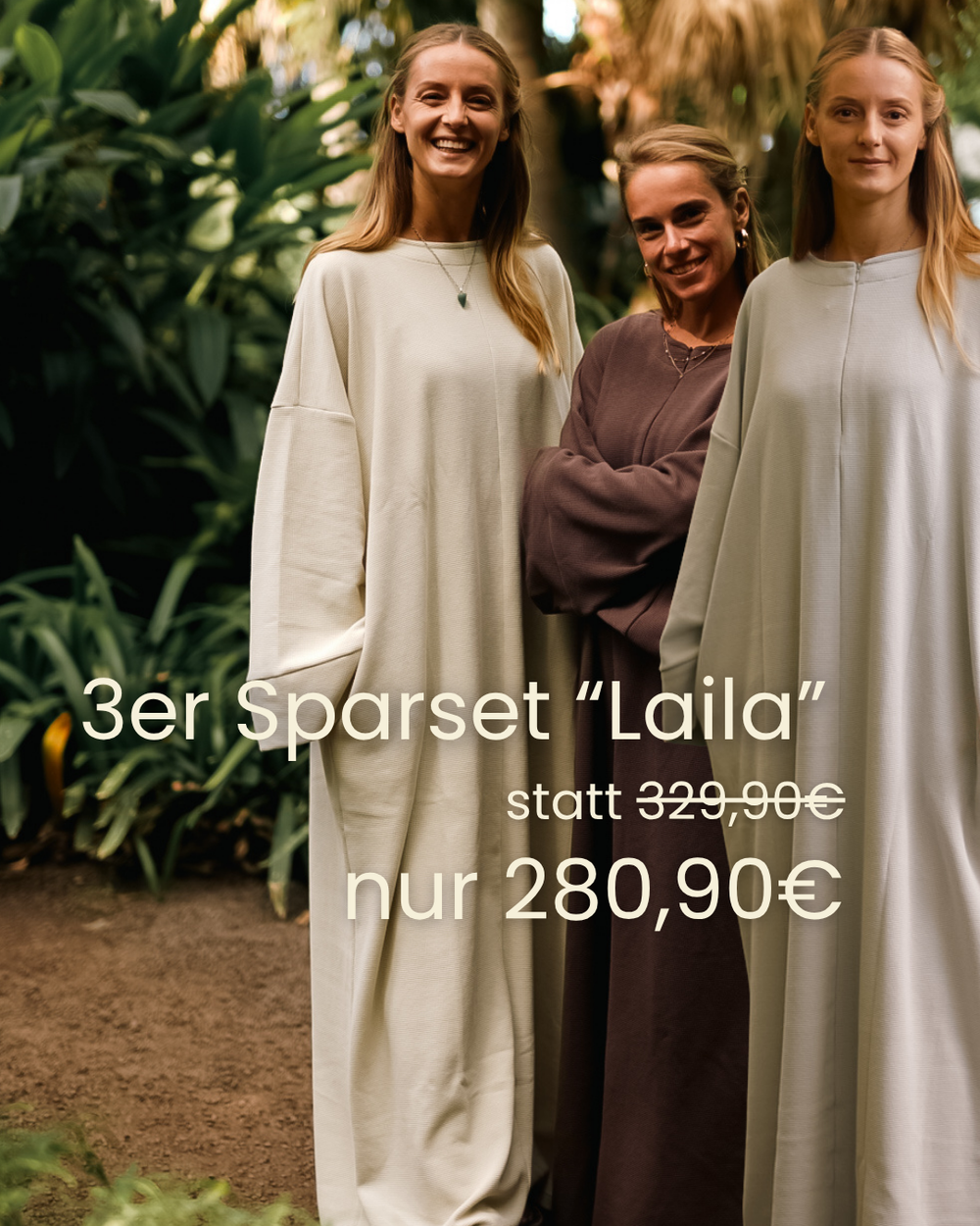 Voordelige set van 3 warme abaya "Laila" van biologisch katoen