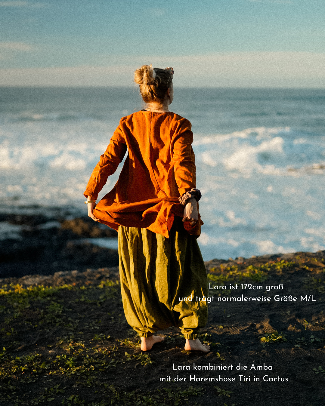 Linnen en katoenen tuniekjurk "Amba" (Sunset)