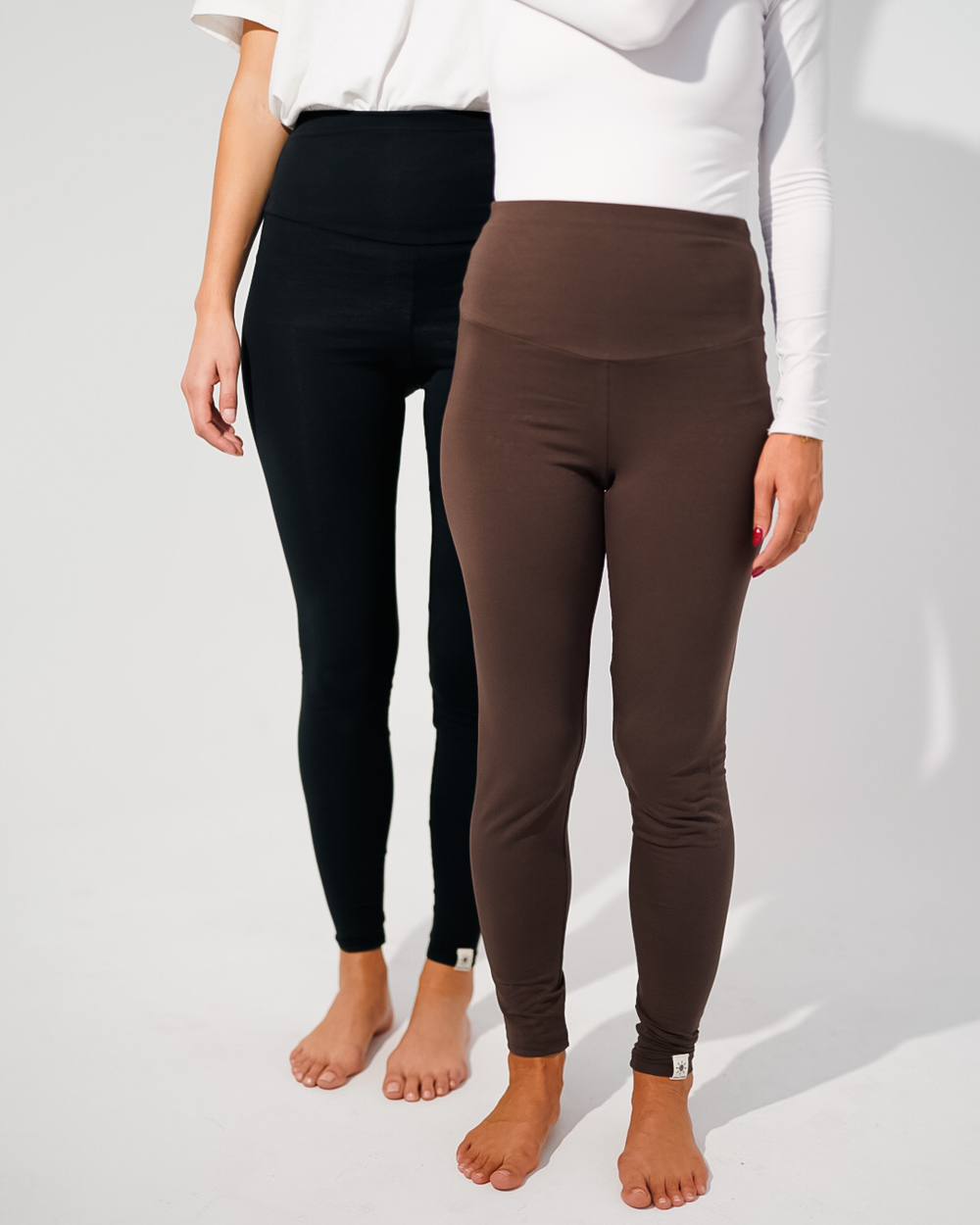 Set van 4 leggings van biologisch katoen "Yuna" (Wit, Licht Taupe, Zwart, Chocolade)