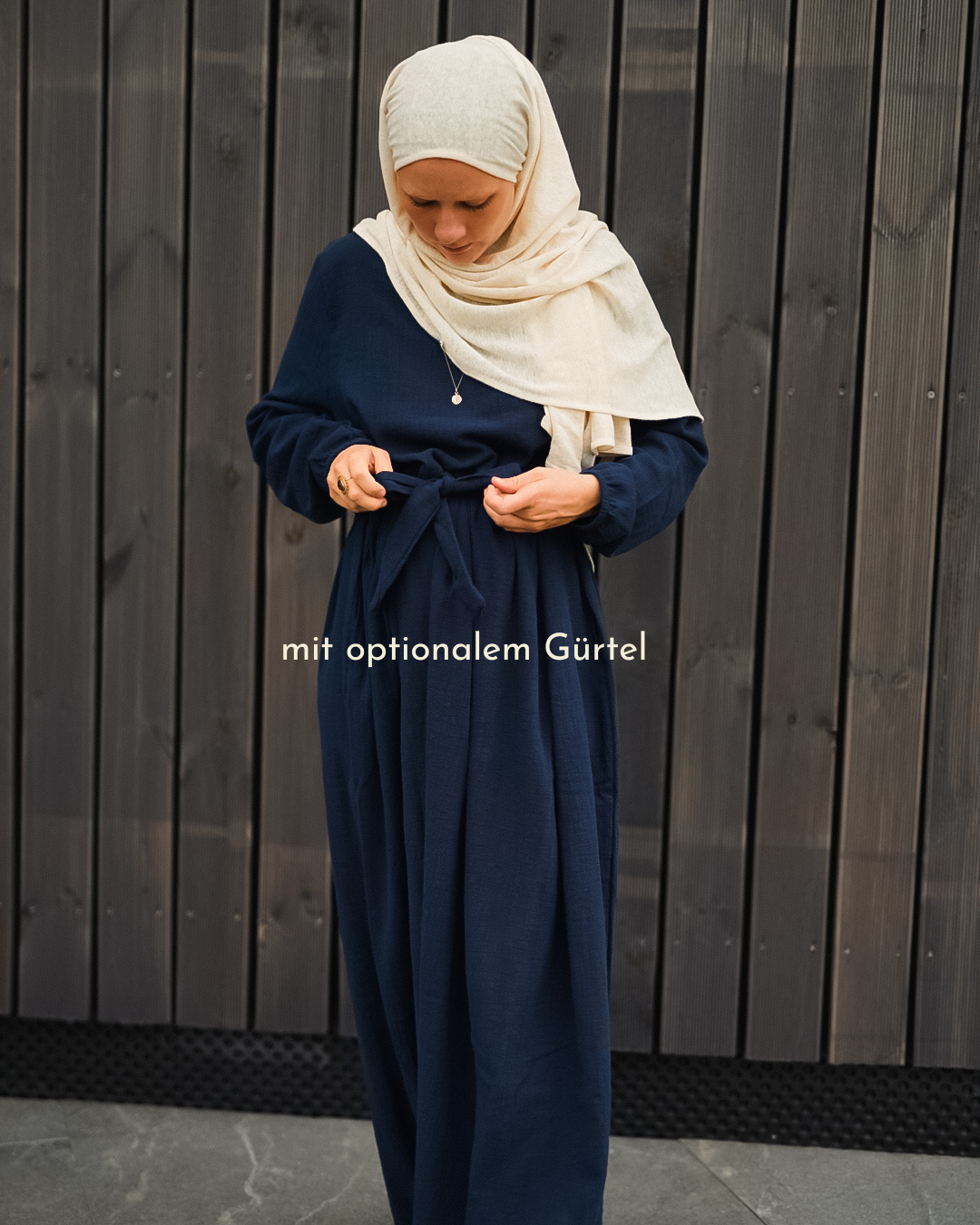 Katoenen Abaya "Maya" van katoen (Navy)