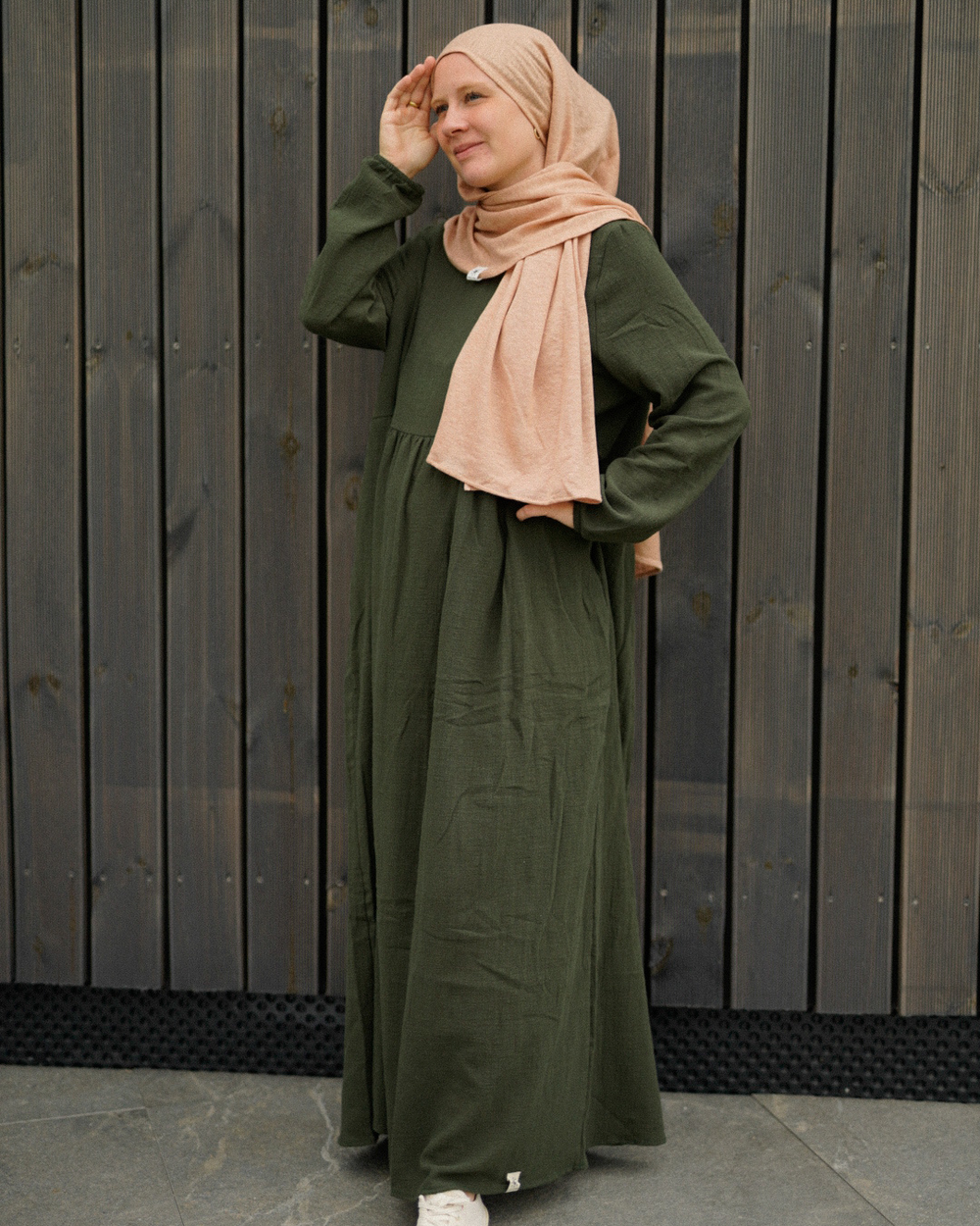 Katoenen Abaya "Maya" van katoen (Donkergroen)