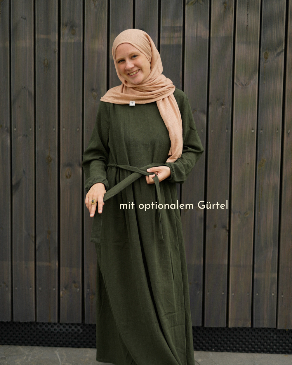 Katoenen Abaya "Maya" van katoen (Donkergroen)